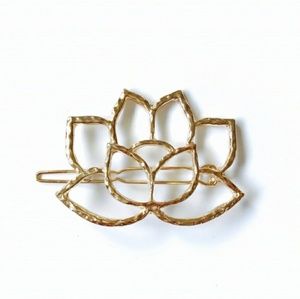 Gold Plated Lotus Flower Barrette